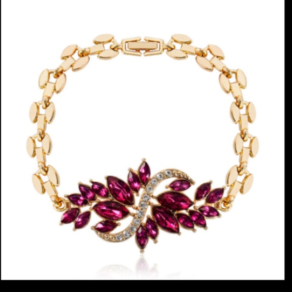 ❤️gorgeous Austrian fuchsia simulated diamond gold
